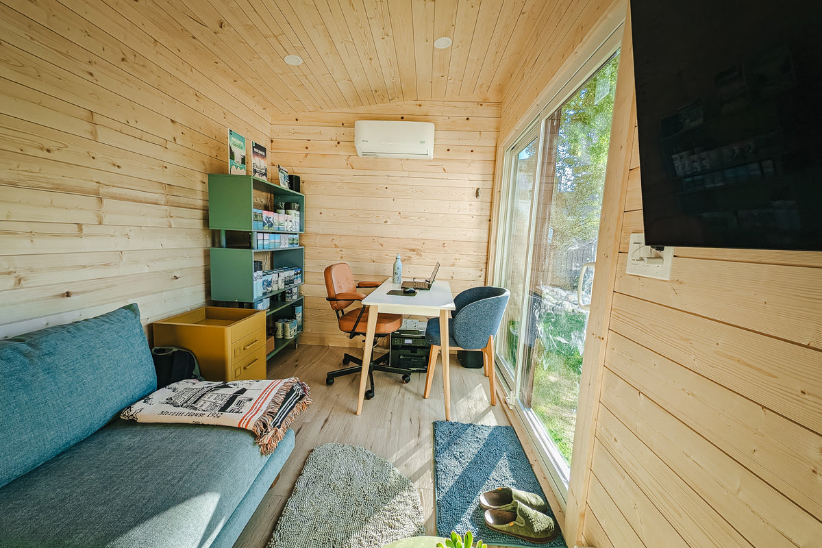Modern Backyard Office Bunkie Crane Install