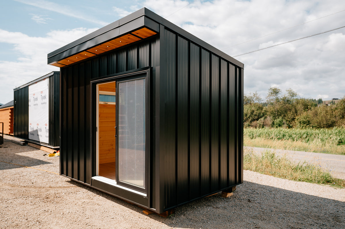 Modern Backyard Office Bunkie Crane Install