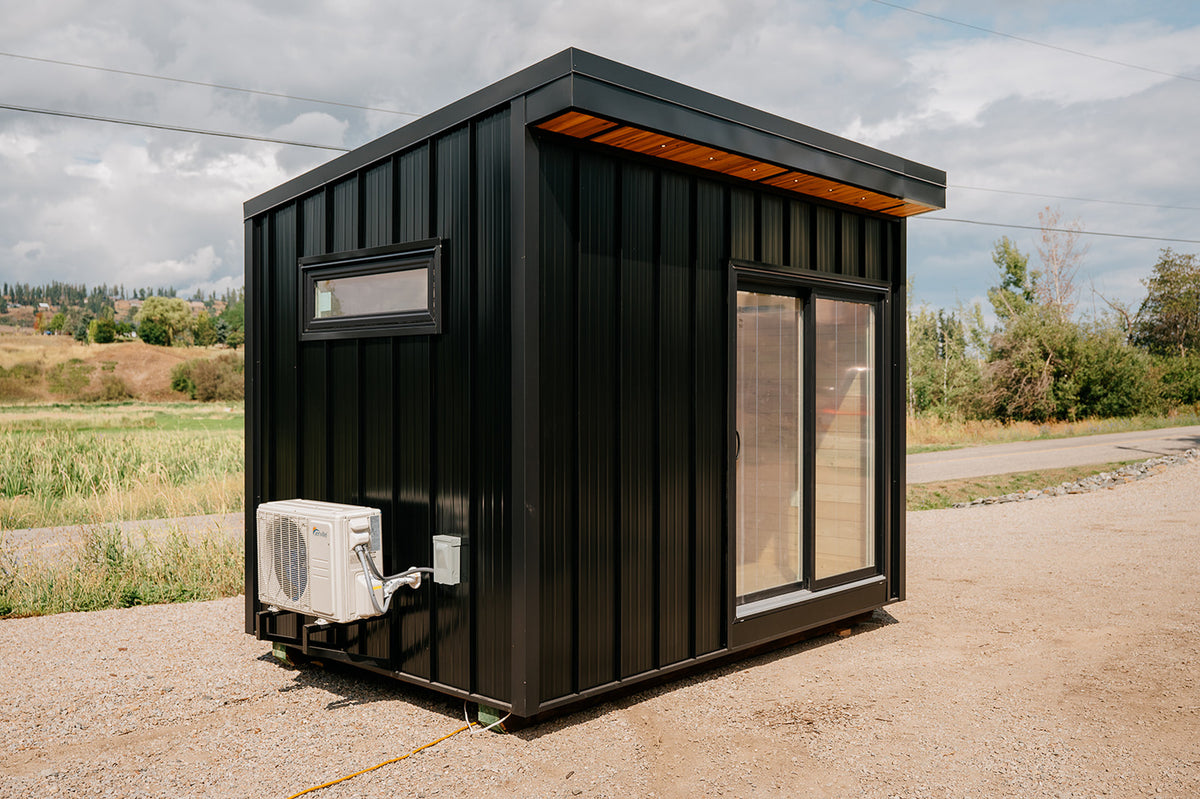 Modern Backyard Office Bunkie Crane Install