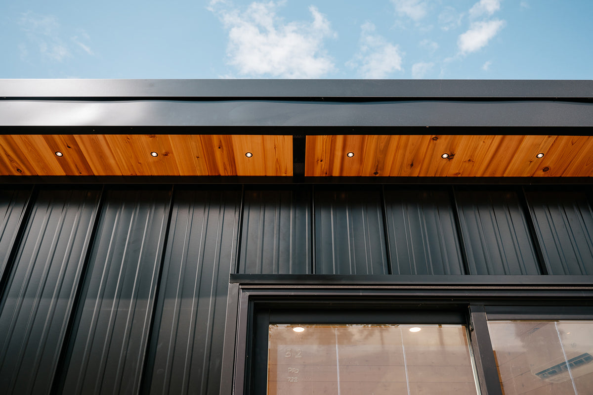 Modern Backyard Office Bunkie Crane Install