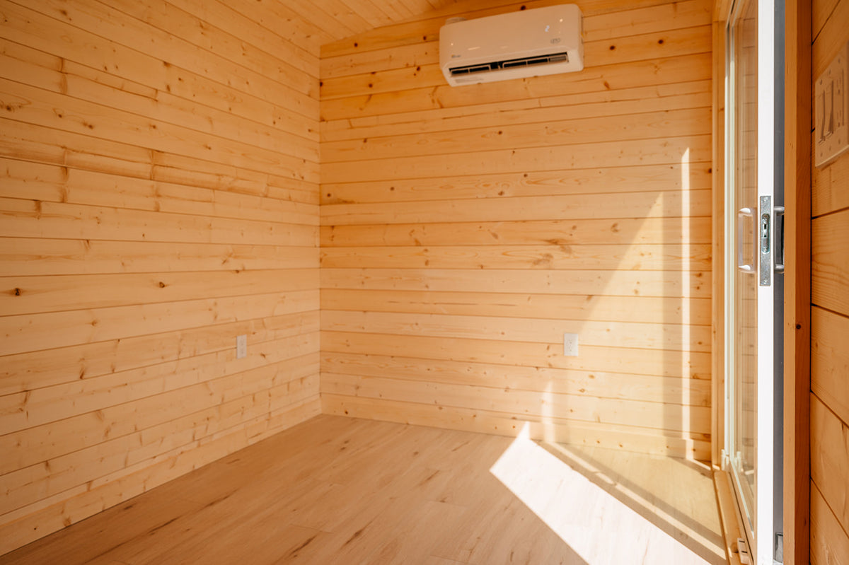 Modern Backyard Office Bunkie Crane Install