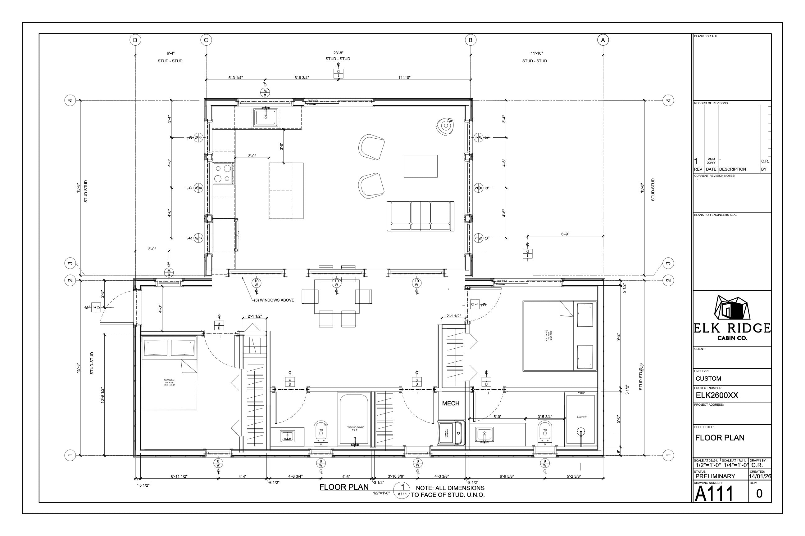 16' x 24' + 16' x 42' TRANSOM 2 Bedroom